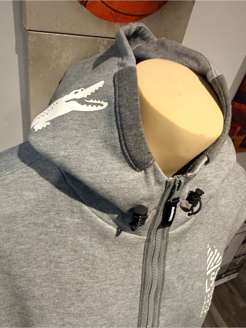Lacoste Gray Hooded Half-Zip Sweater with Logo Slim Fit Size 8 - Picture 5 of 7